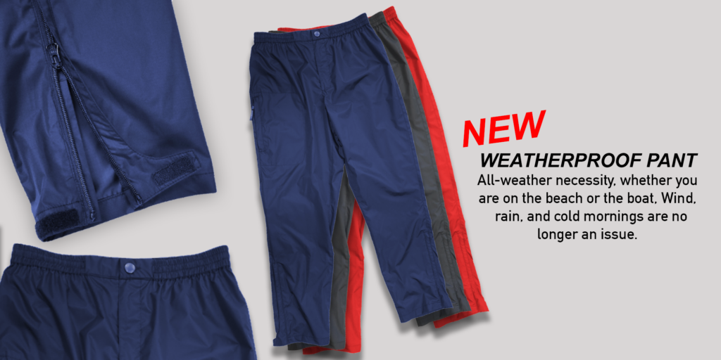 weatherproof loifeguard pants. custom lifeguard waterproof pants