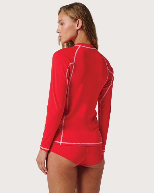 Body Glove Rash Guard Uomo A Maniche Lunghe - Maglia Protettiva UV In Poliestere E Spandex - Colore Rosso, Costruzione Flatlock - 4
